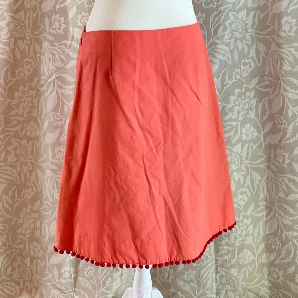 Vintage Y2K Anthropologie Elevenses Embroidered Cotton Skirt Coral A-Line Size 6 - Picture 4 of 8